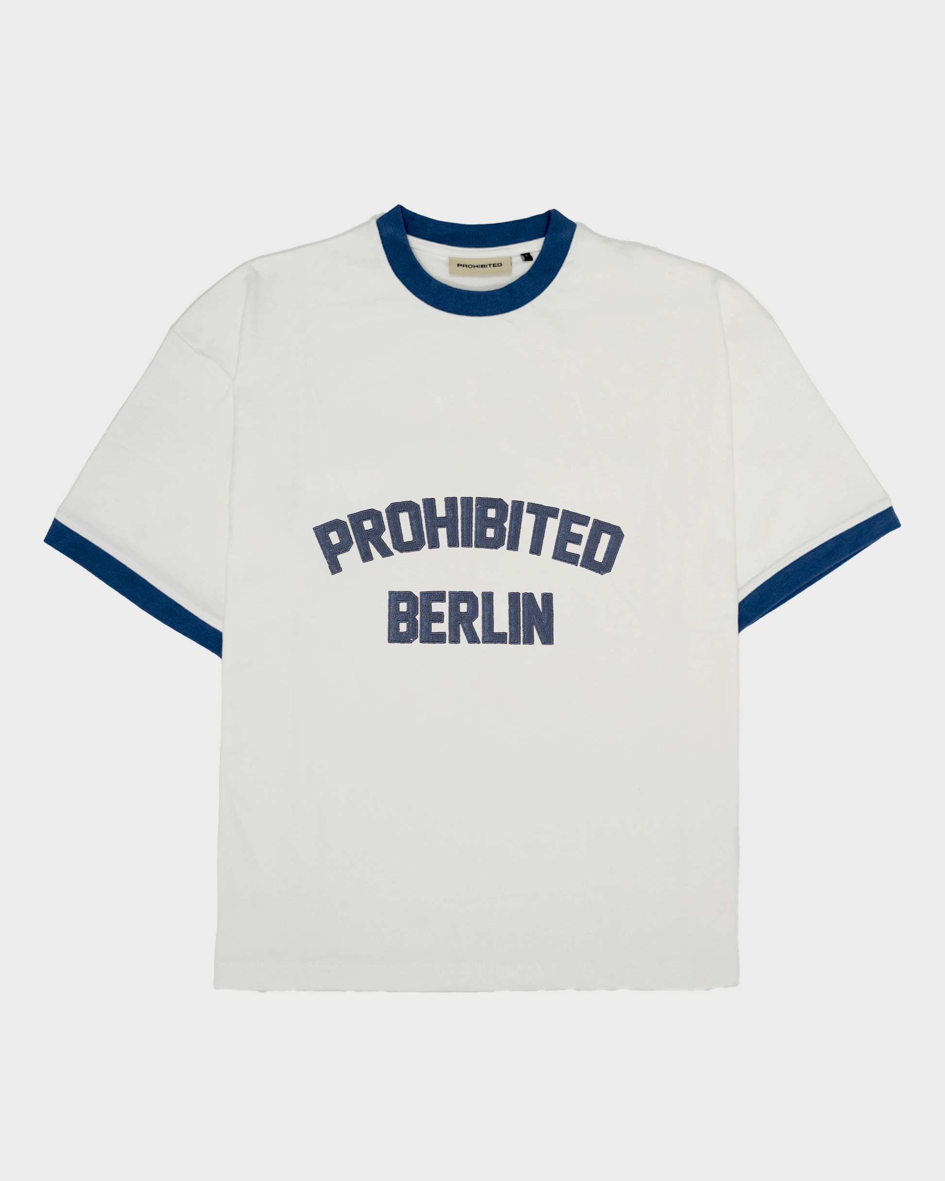 PROHIBITED Rush Contrast Tee - Off White Navy