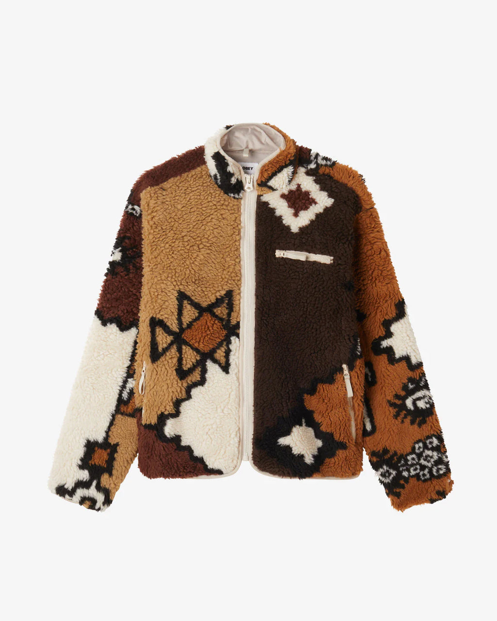 OBEY MOROCCAN RUG SHERPA JACKET - Brown Multi