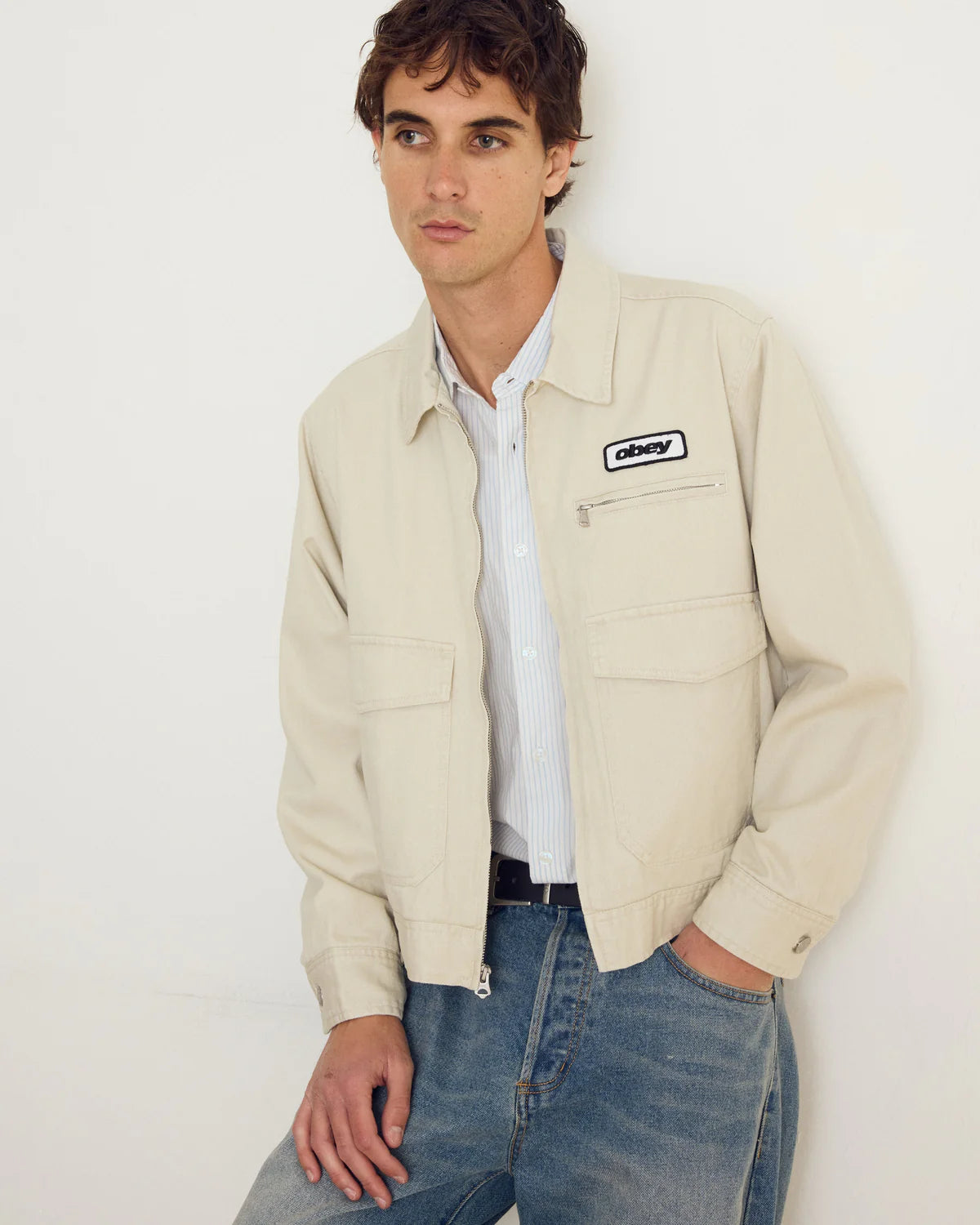 OBEY Walter Work JACKET - Silver Birch Faded Wash - FREESTYLE LLORET
