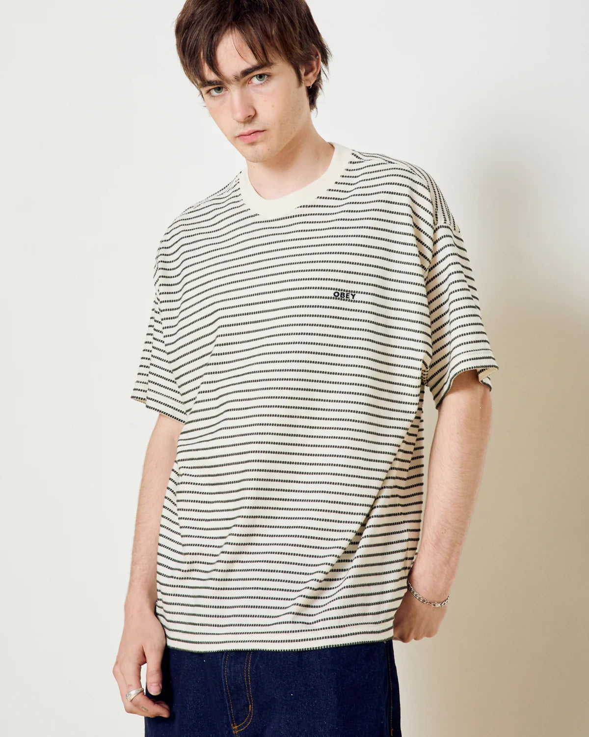 OBEY EDWIN SS TEE - Cream Multi