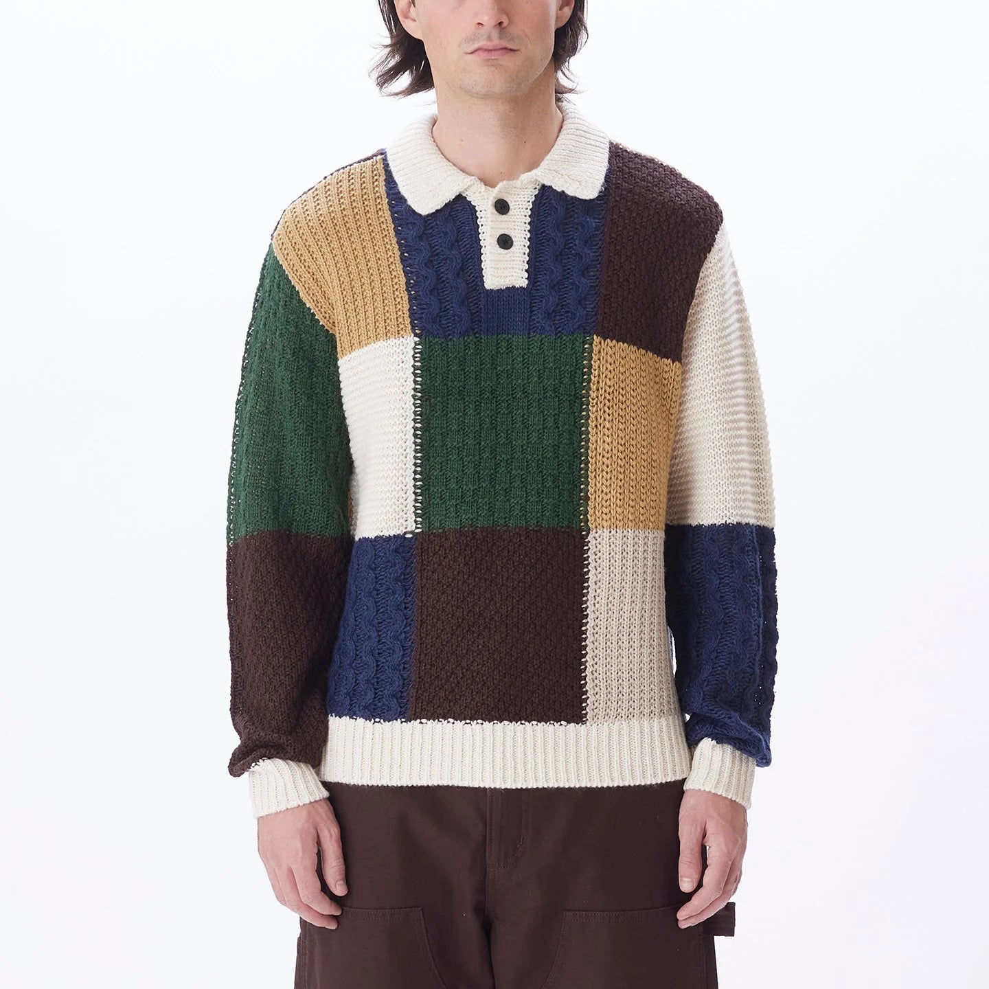 OBEY OLIVER PATCHWORK JERSEY - Unbleached Multi