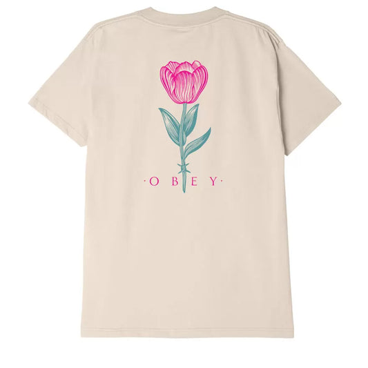 OBEY BARBWIRE SS TEE - Cream