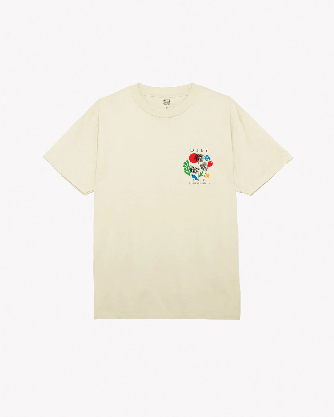 OBEY FLOWERS PAPERS SCISSORS CLASSIC T-SHIRT - Cream