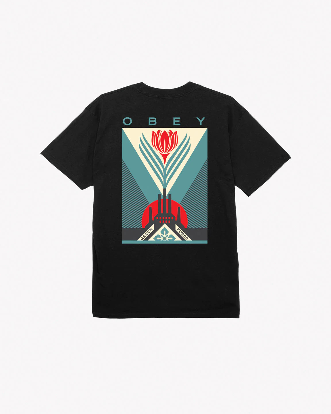 OBEY GREEN POWER FACTORY CLASSIC T-SHIRT - Black