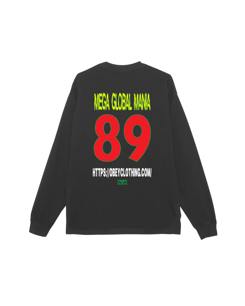 OBEY MEGA GLOBAL MANIA PIGMENT LS T-SHIRT - Pigment TRue Vintage Black