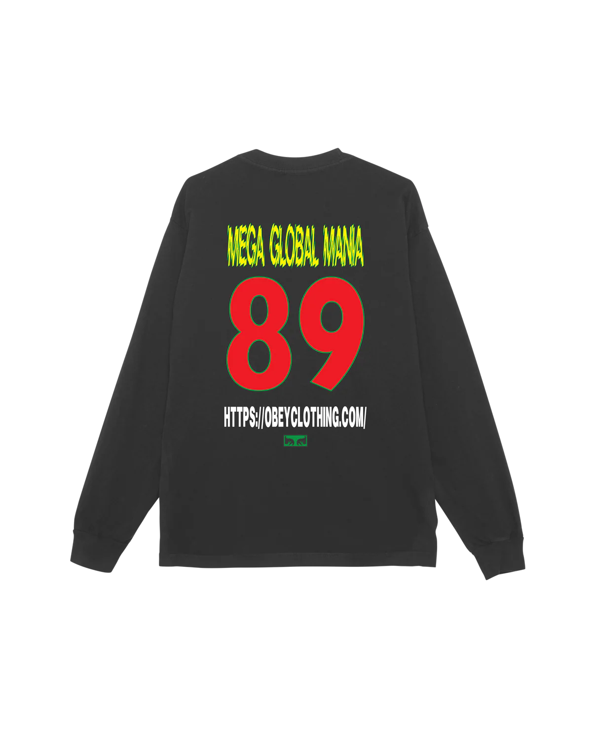 OBEY MEGA GLOBAL MANIA PIGMENT LS T-SHIRT - Pigment TRue Vintage Black