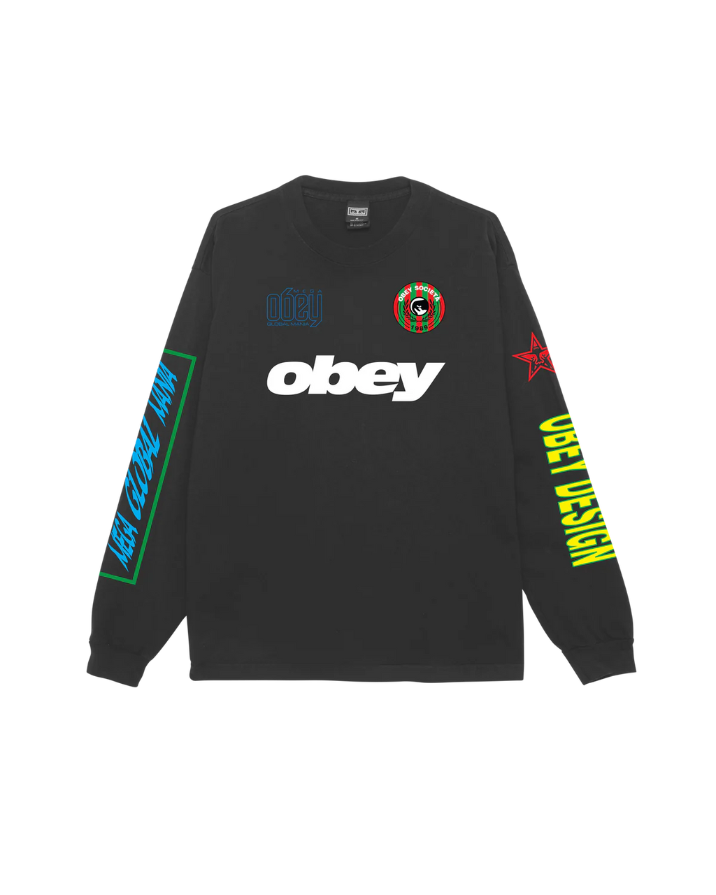 OBEY MEGA GLOBAL MANIA PIGMENT LS T-SHIRT - Pigment TRue Vintage Black