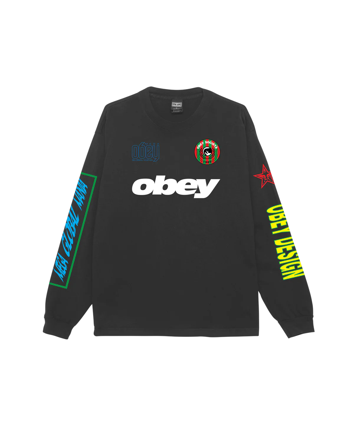 OBEY MEGA GLOBAL MANIA PIGMENT LS T-SHIRT - Pigment TRue Vintage Black