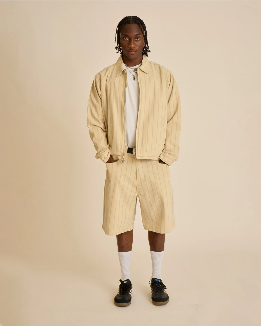 OBEY Stripe Baggy Denim Short - Pelican Multi