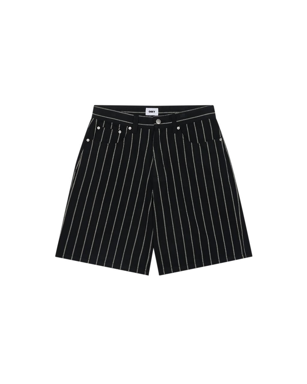 OBEY Stripe Baggy Denim Short - Black  Multi
