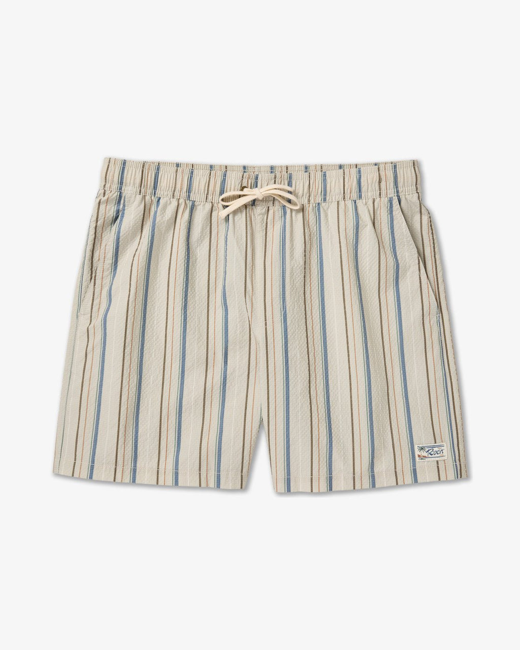 RVCA Exotica Seersucker Elastic 17" - Light Khaki Stripes - FREESTYLE LLORET