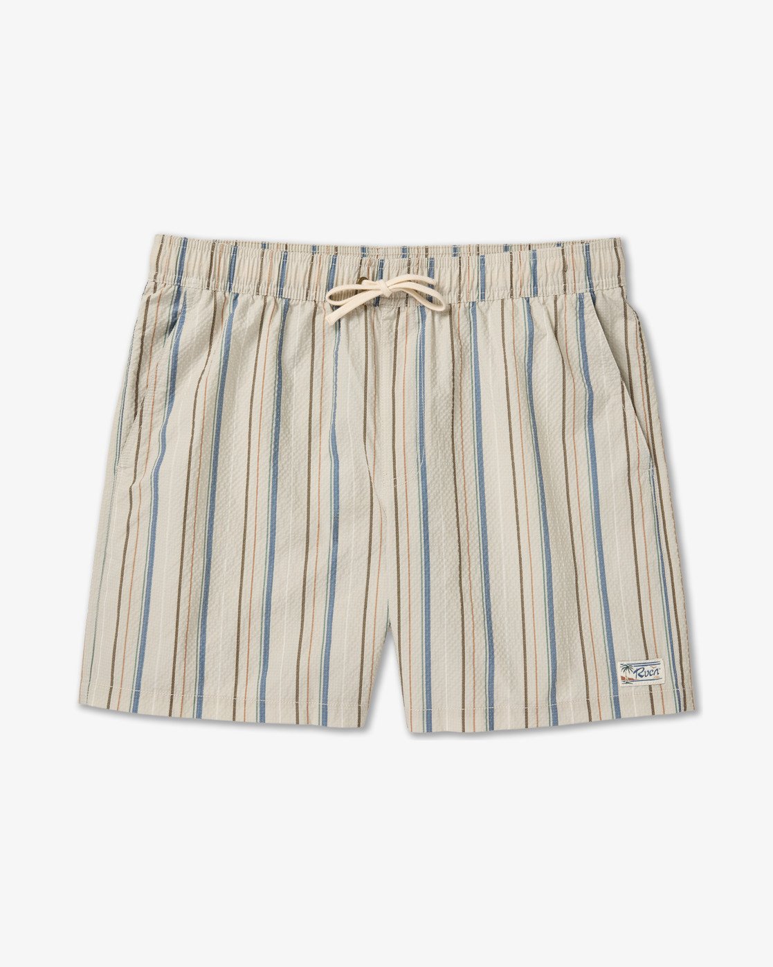 RVCA Exotica Seersucker Elastic 17" - Light Khaki Stripes - FREESTYLE LLORET