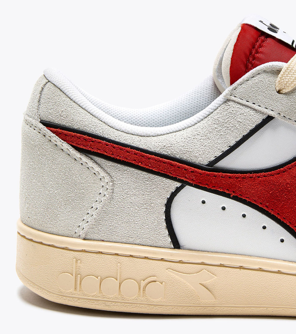 DIADORA MAGIC BASKET LOW SUEDE LEATHER - White Ferrari Red Italy