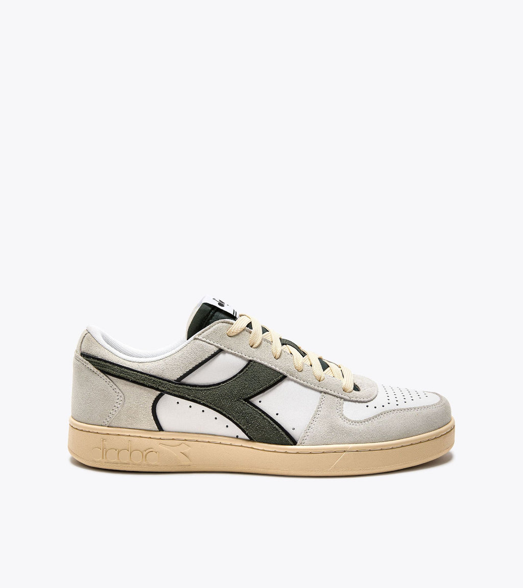 DIADORA MAGIC BASKET LOW SUEDE LEATHER - White Dark Forest