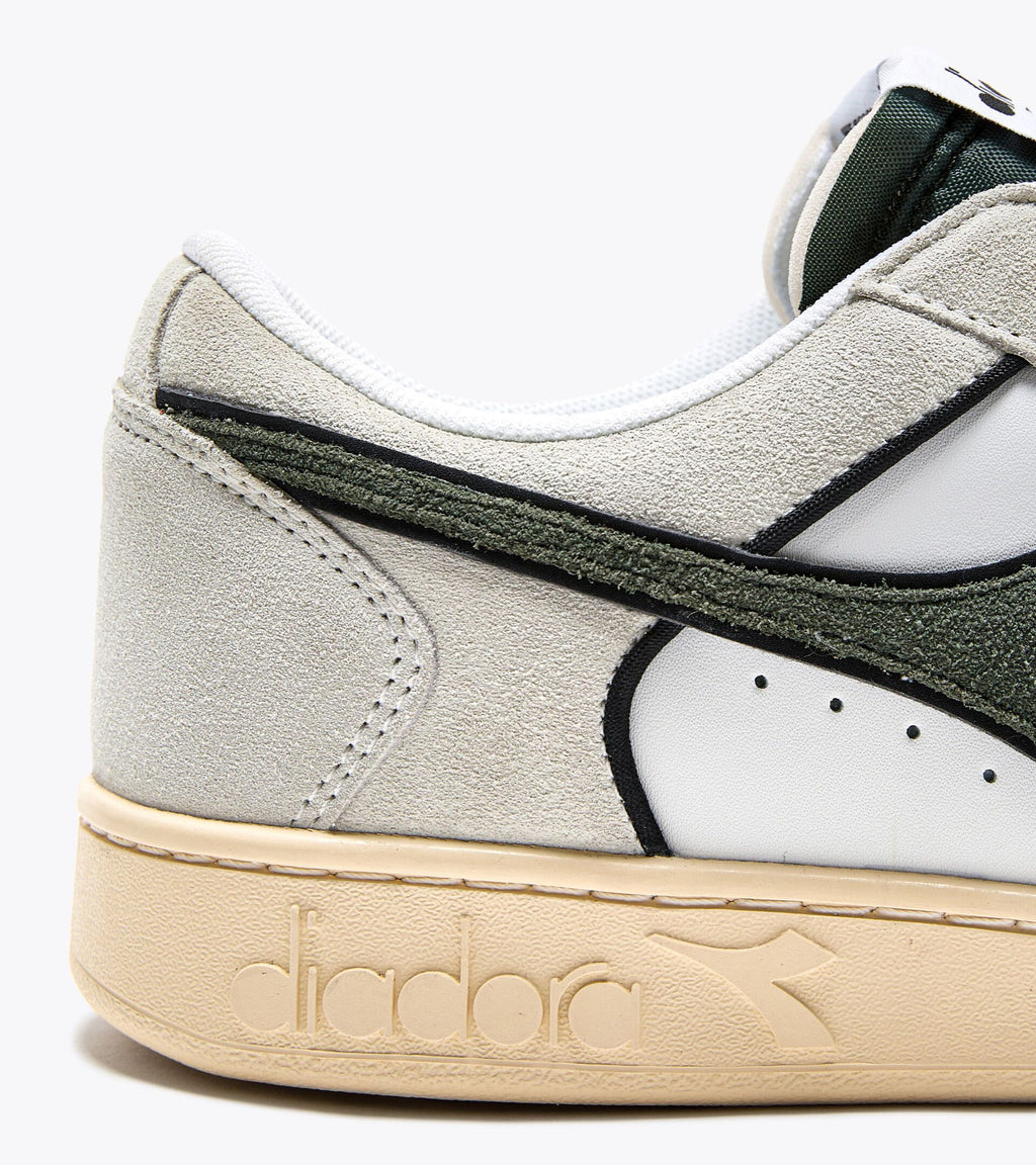 DIADORA MAGIC BASKET LOW SUEDE LEATHER - White Dark Forest