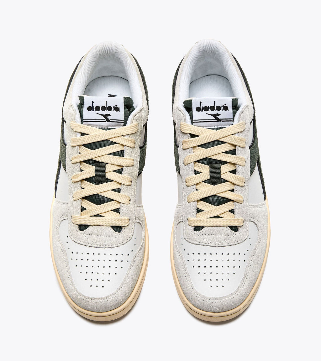 DIADORA MAGIC BASKET LOW SUEDE LEATHER - White Dark Forest