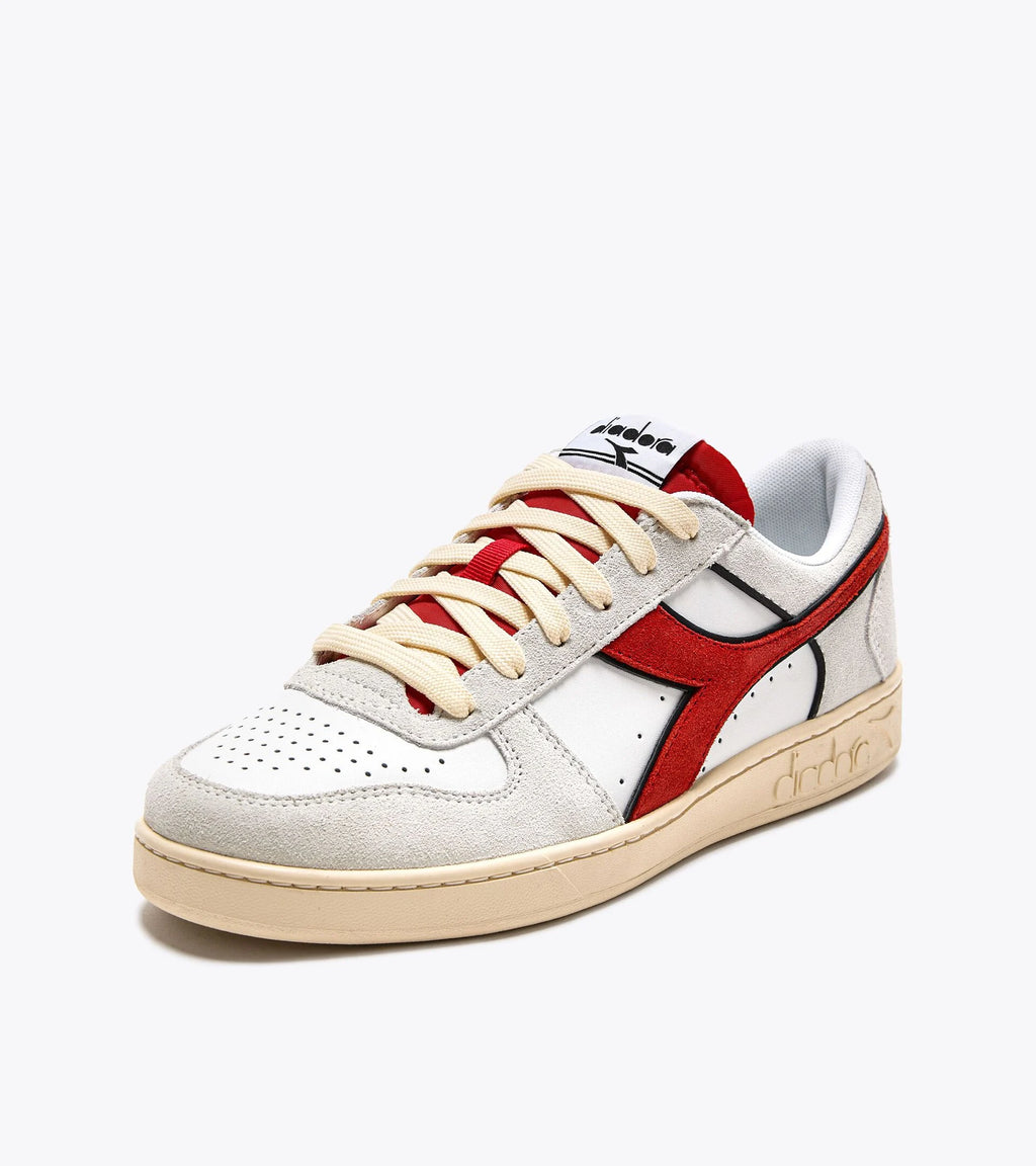 DIADORA MAGIC BASKET LOW SUEDE LEATHER - White Ferrari Red Italy