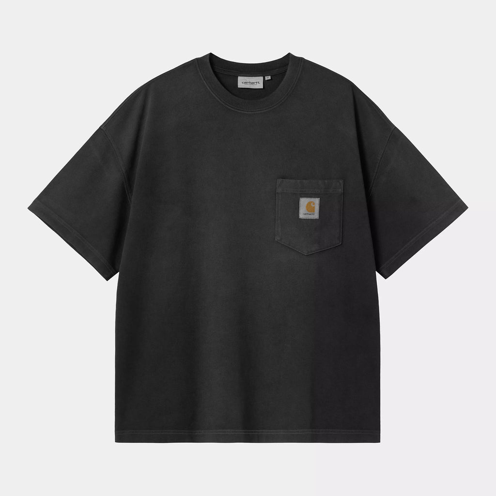 CARHARTT WIP S/S Hudson Pocket T-Shirt - Black (chalk wash)