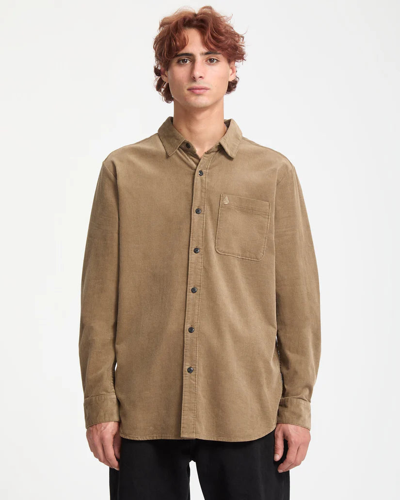 VOLCOM ZANDER LS SHIRT - Brown TEK