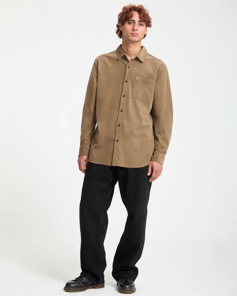VOLCOM ZANDER LS SHIRT - Brown TEK