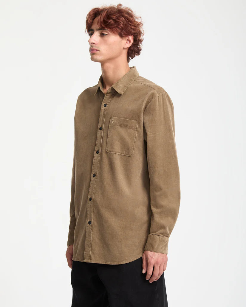 VOLCOM ZANDER LS SHIRT - Brown TEK