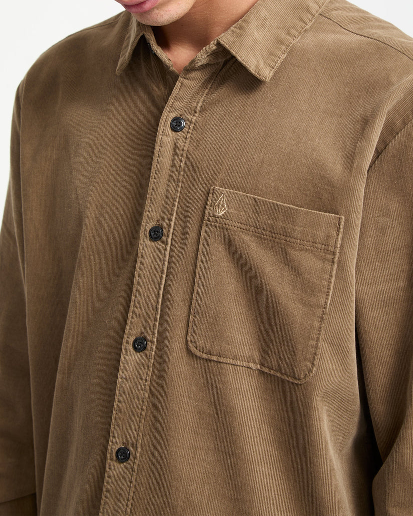 VOLCOM ZANDER LS SHIRT - Brown TEK