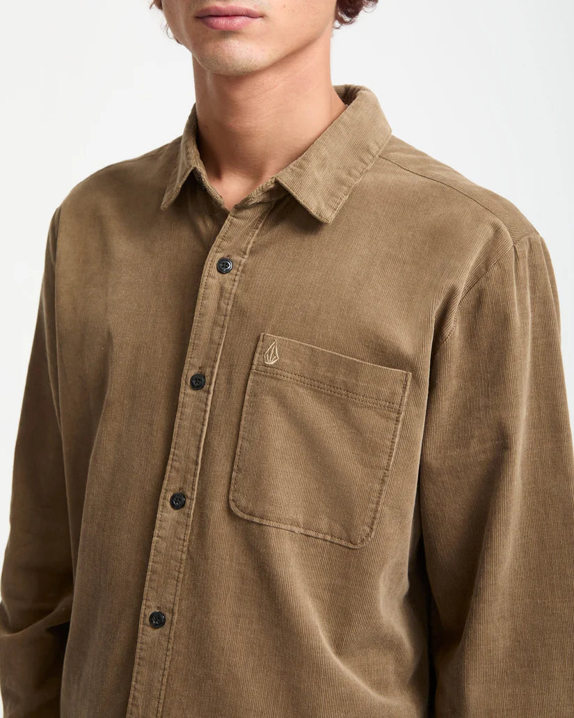 VOLCOM ZANDER LS SHIRT - Brown TEK