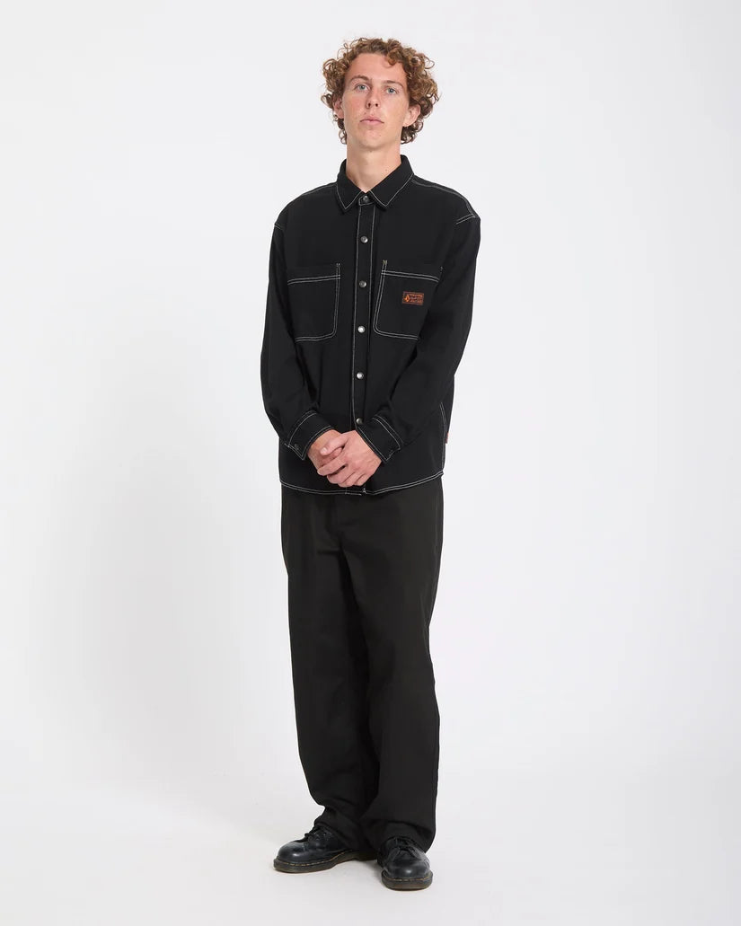 VOLCOM Levelstone L/S SHIRT - BLACK WHITE