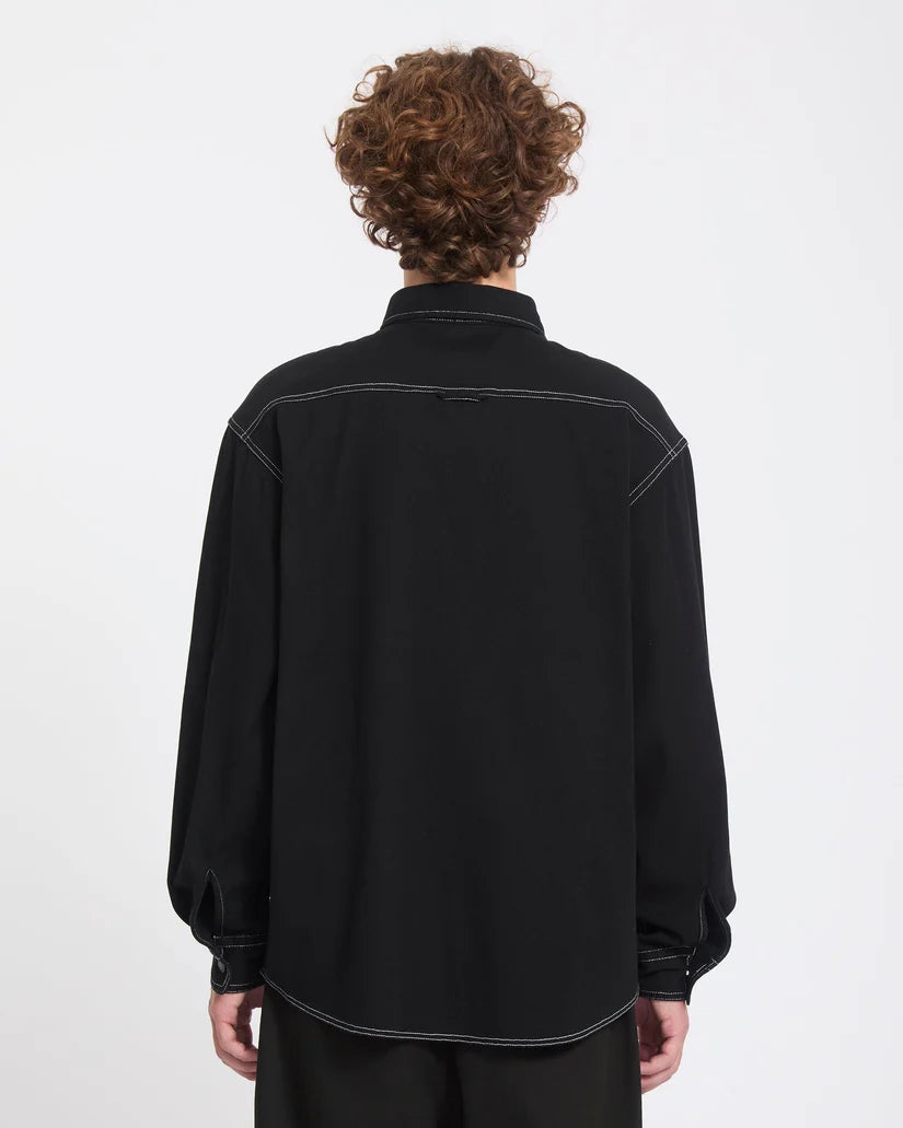 VOLCOM Levelstone L/S SHIRT - BLACK WHITE