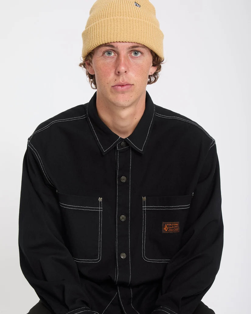 VOLCOM Levelstone L/S SHIRT - BLACK WHITE