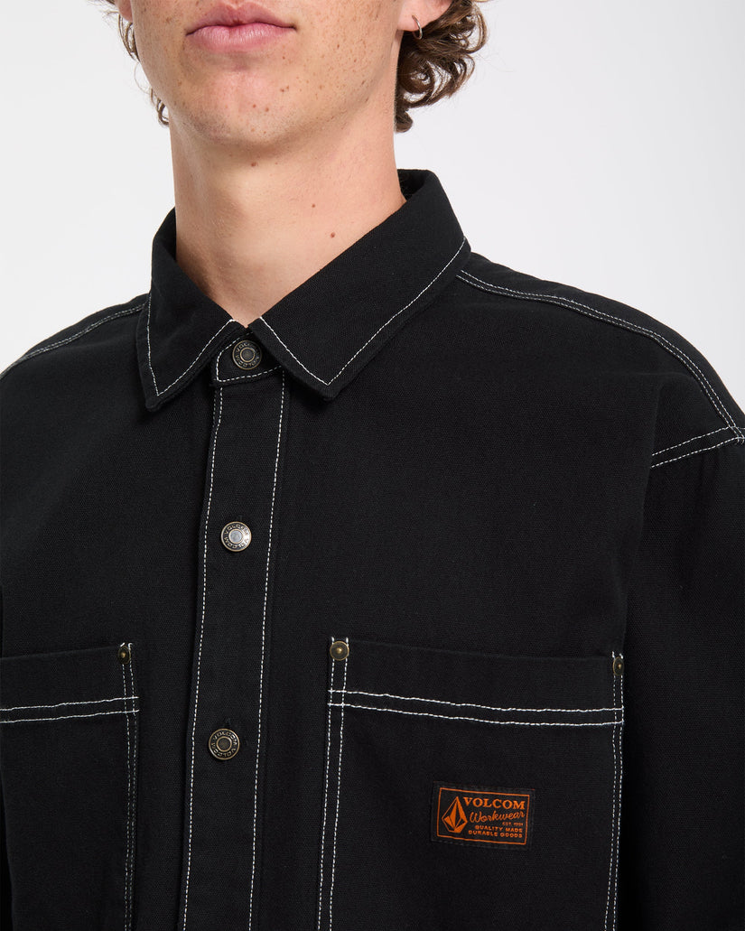VOLCOM Levelstone L/S SHIRT - BLACK WHITE