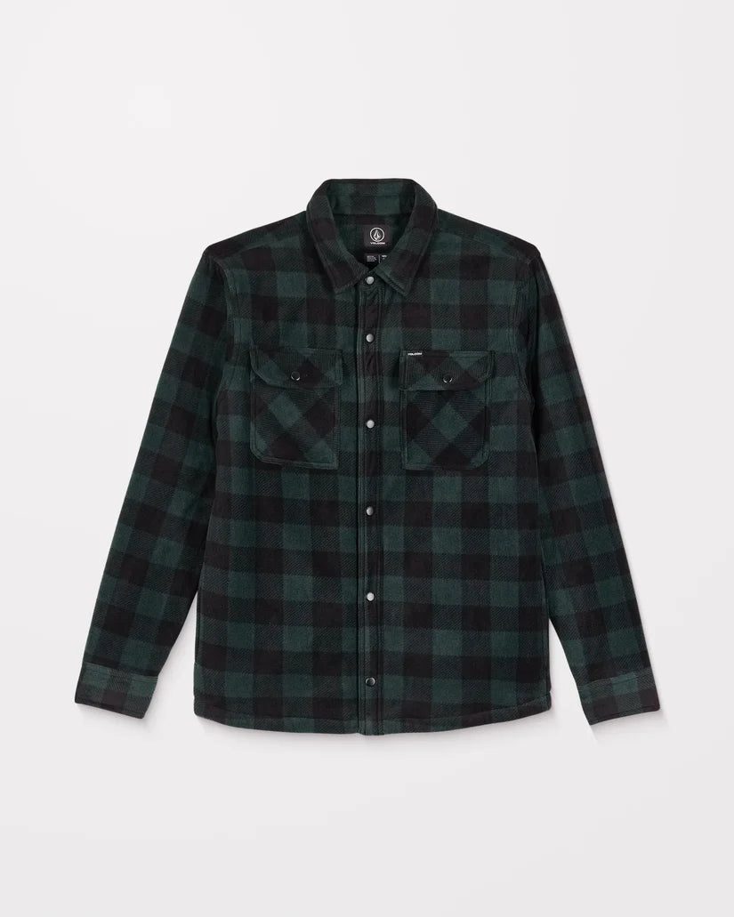 VOLCOM BOWERED FLEECE L/S - Dark Green Black SCARAB