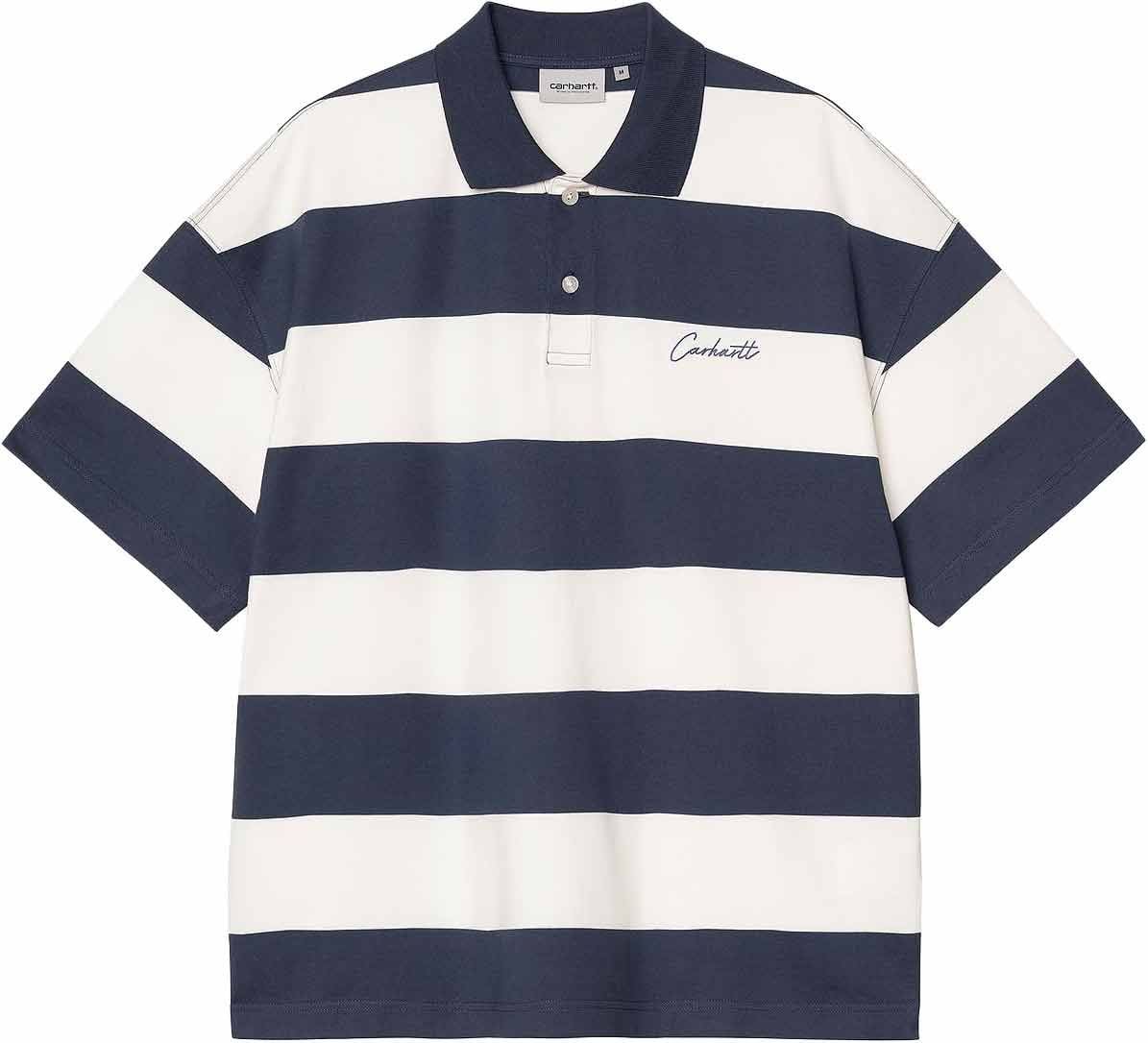 CARHARTT WIP S/S Delray Polo - Delray Stripe, Blue - FREESTYLE LLORET