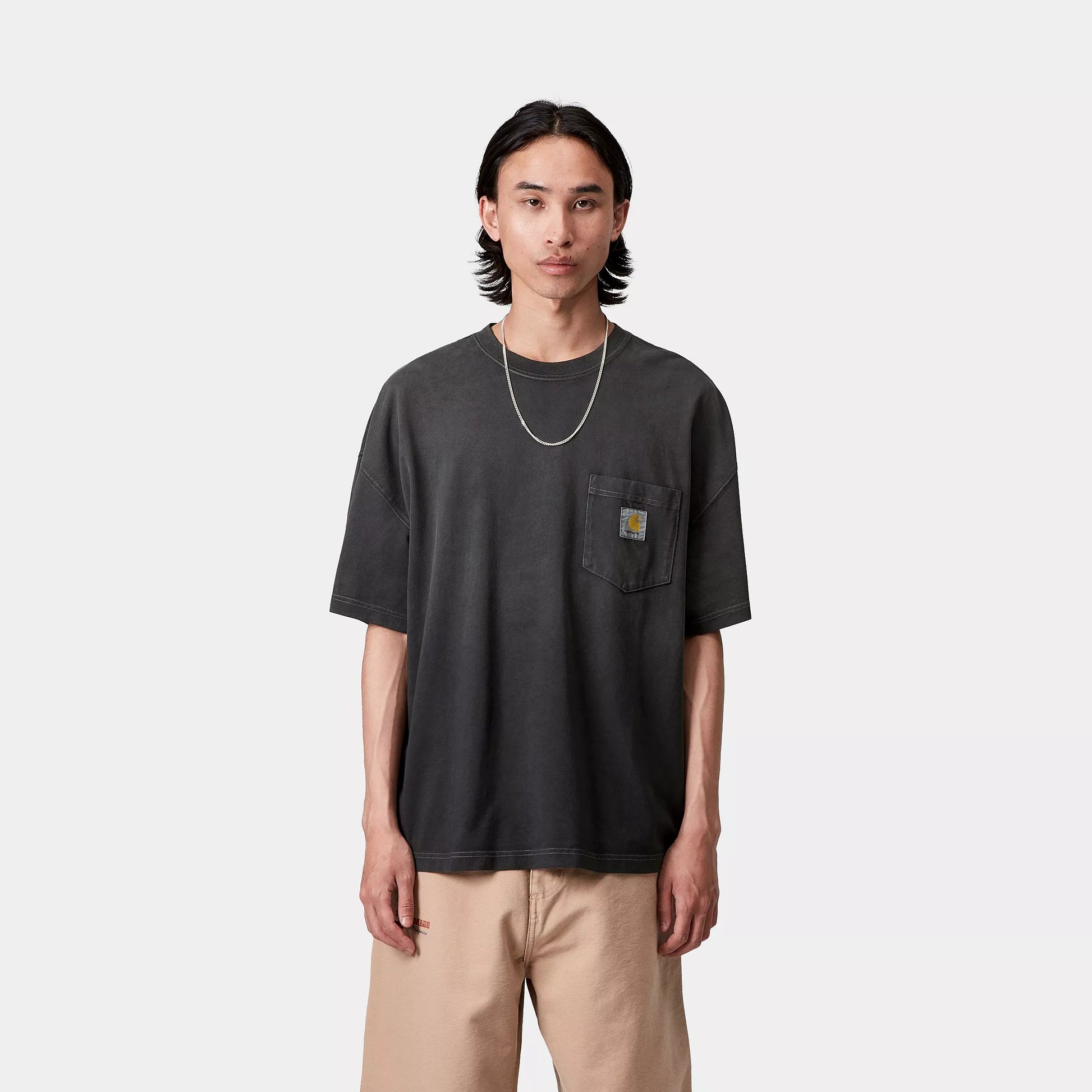 CARHARTT WIP S/S Hudson Pocket T-Shirt - Black (chalk wash)