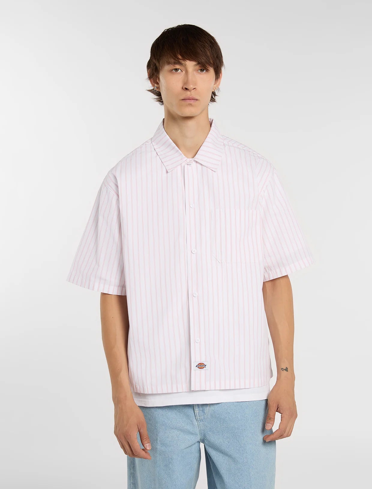 DICKIES Venedocia Stripes SS SHIRT - White