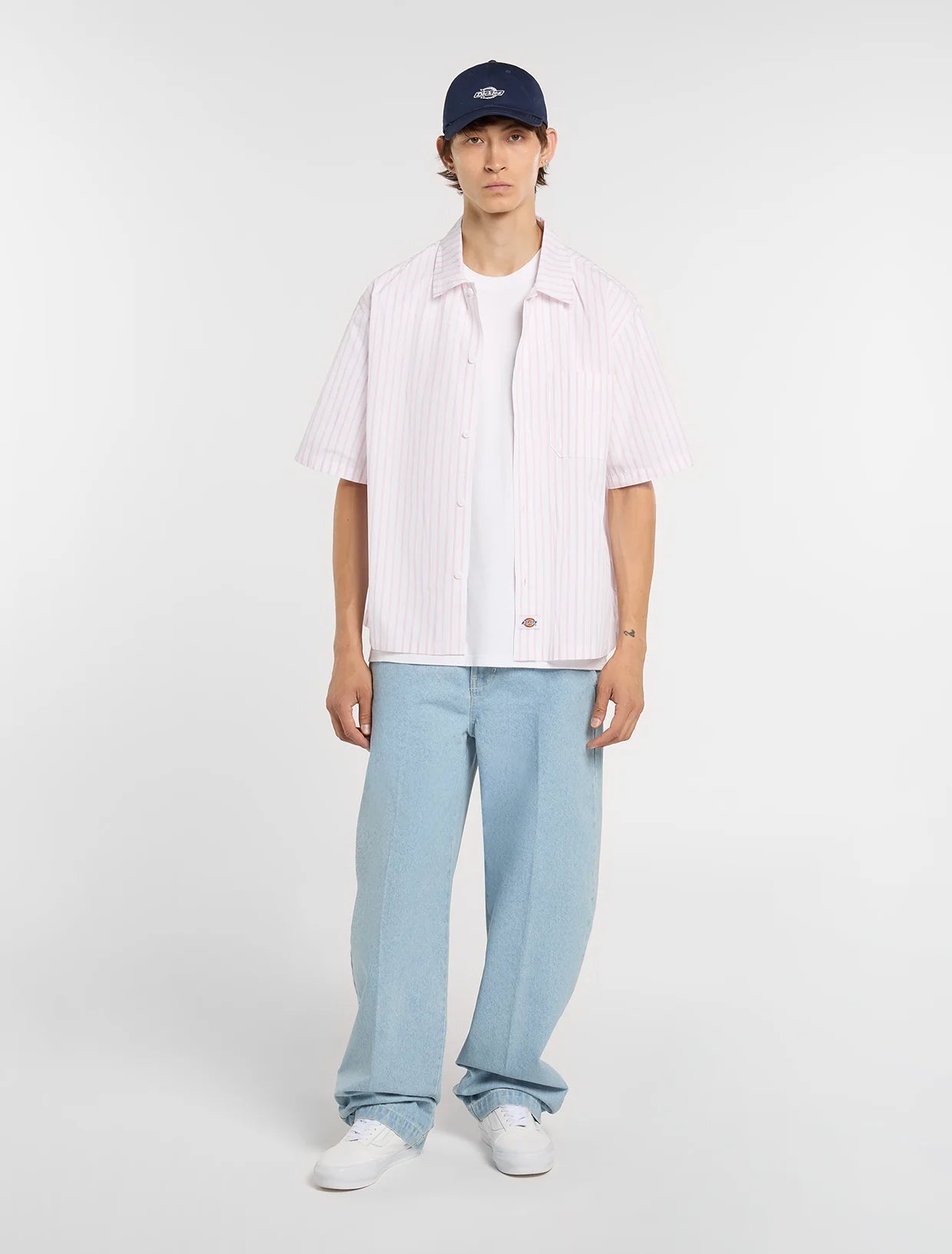 DICKIES Venedocia Stripes SS SHIRT - White