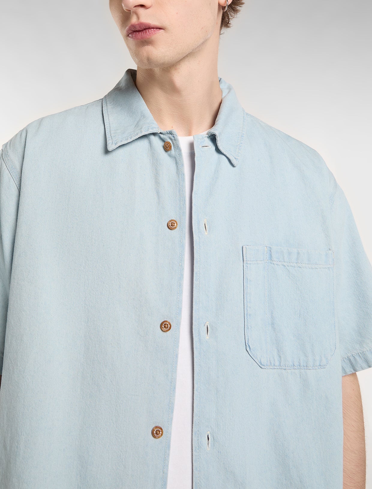 DICKIES Denim S/S SHIRT - Fog Blue