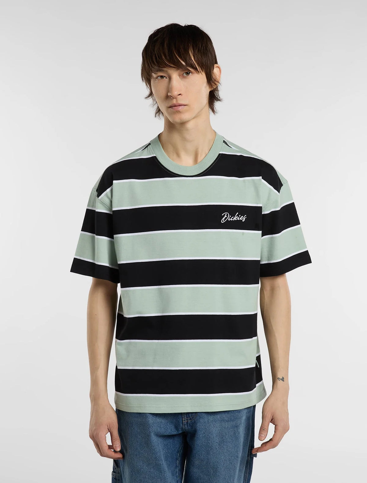 DICKIES EMBROIDERY STRIPES SS Tee - Jadeite Menta Black