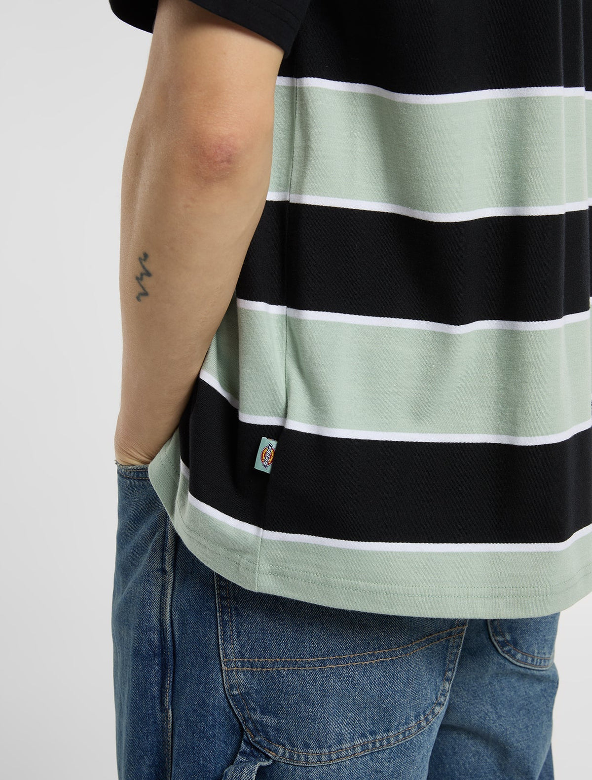 DICKIES EMBROIDERY STRIPES SS Tee - Jadeite Menta Black