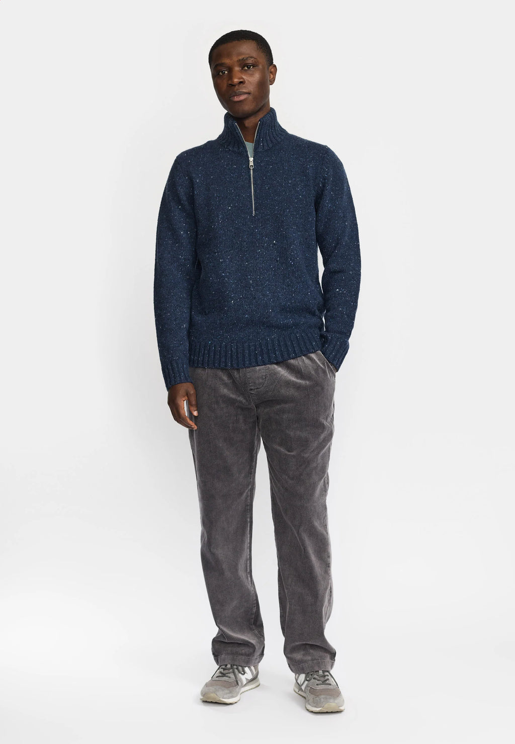 REVOLUTION Half Zip Knit Sweater - Navy Blue