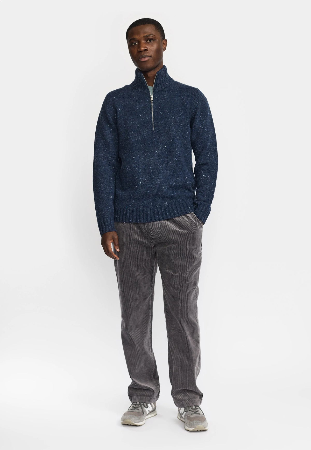 REVOLUTION Half Zip Knit Sweater - Navy Blue