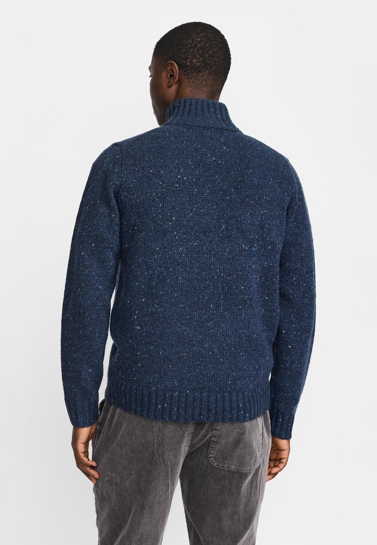 REVOLUTION Half Zip Knit Sweater - Navy Blue
