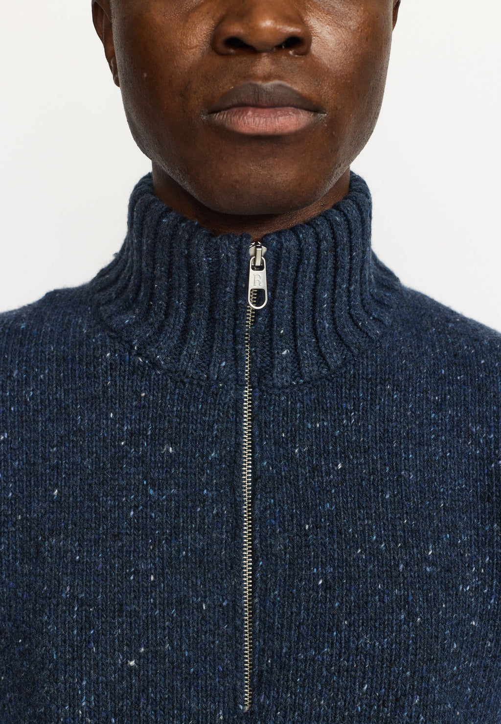REVOLUTION Half Zip Knit Sweater - Navy Blue