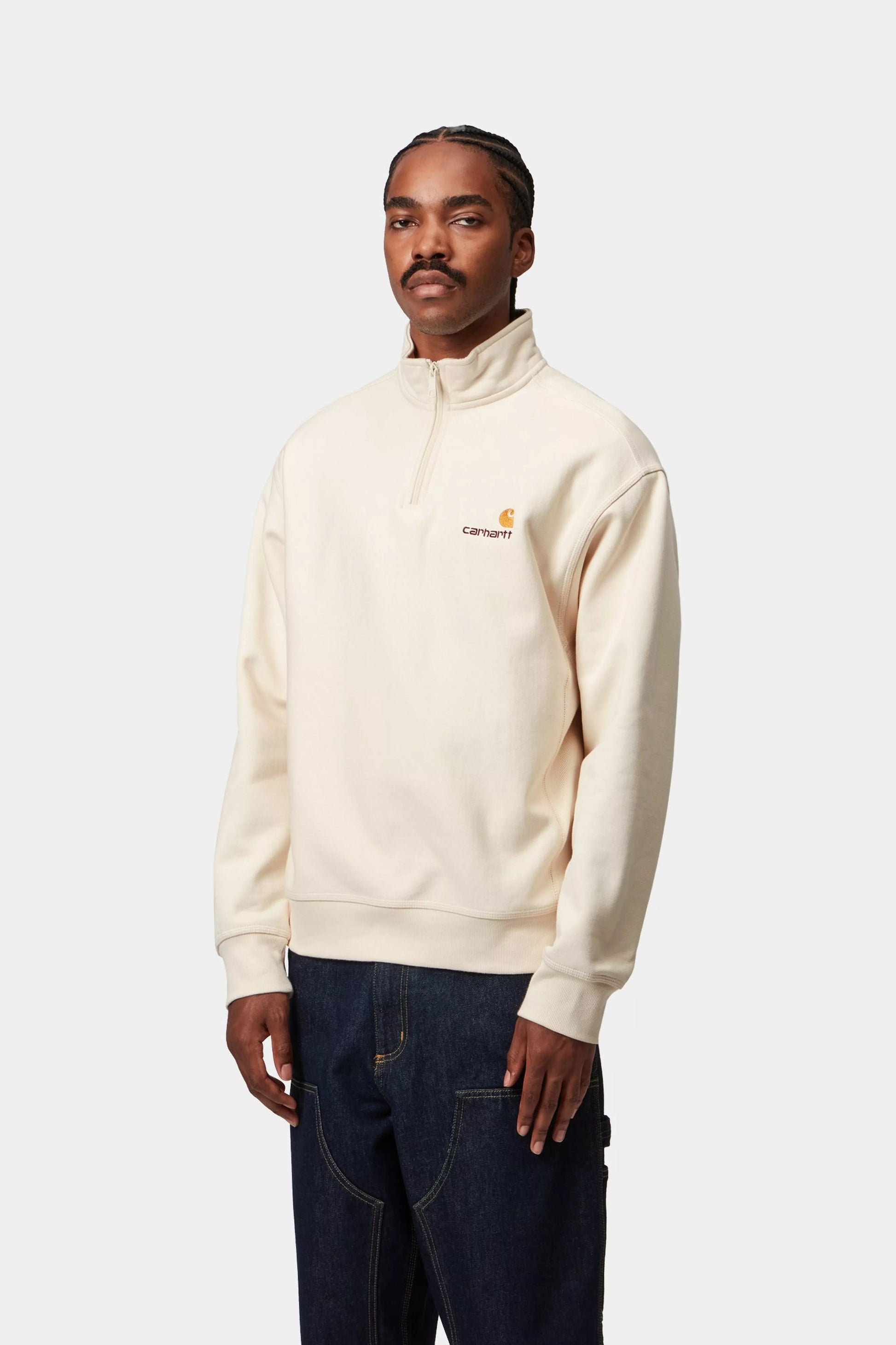 CARHARTT WIP Half Zip American Script Sweat - Natural