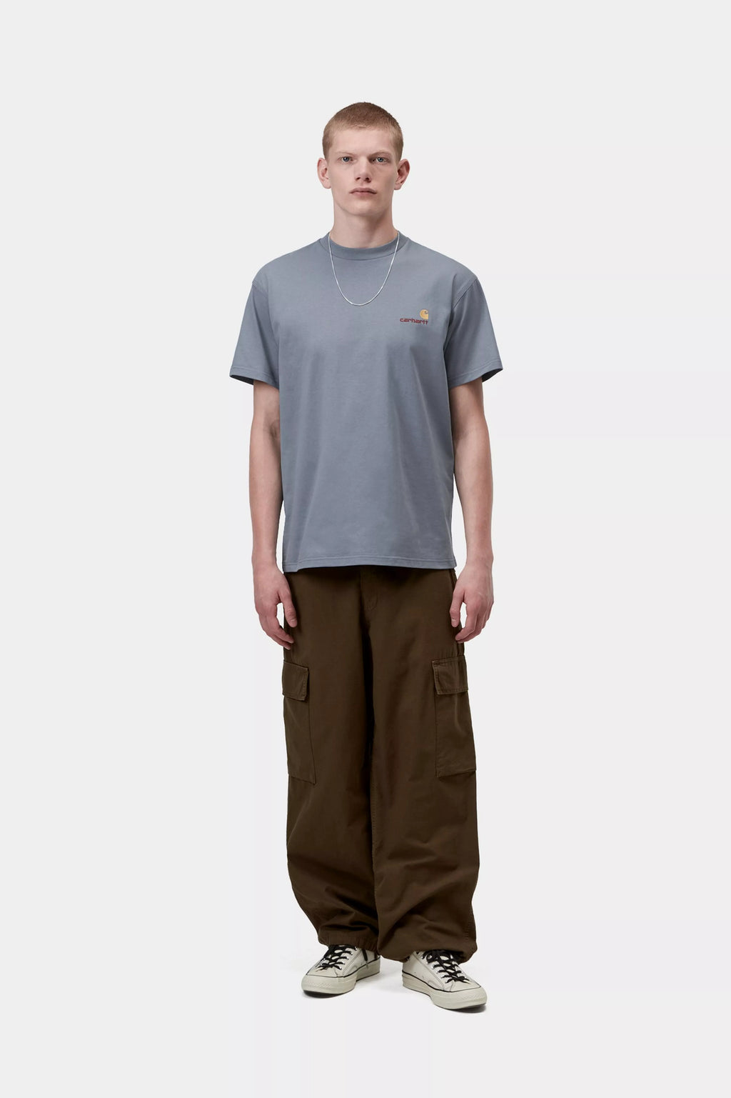 CARHARTT WIP S/S American Script T-Shirt - Shady Blue - FREESTYLE LLORET