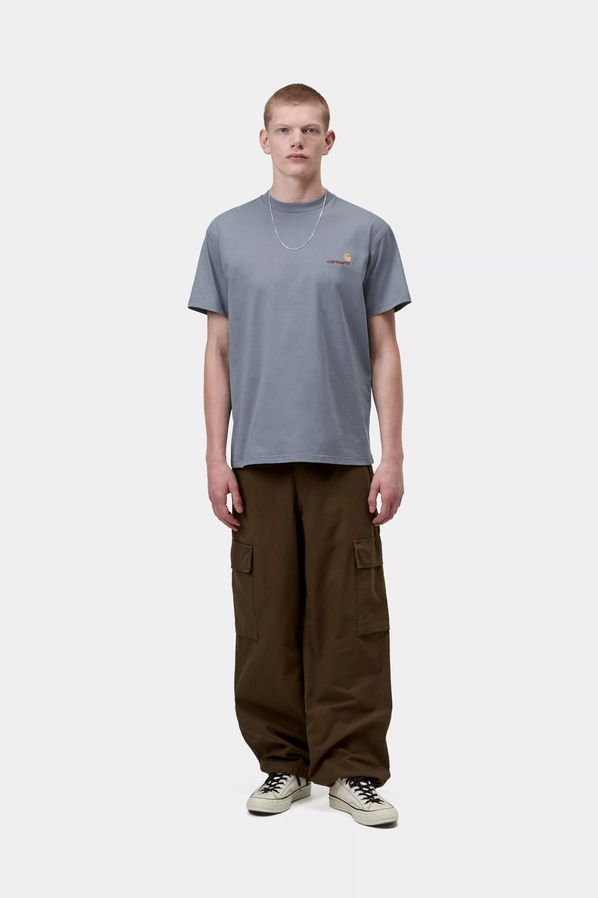 CARHARTT WIP S/S American Script T-Shirt - Shady Blue - FREESTYLE LLORET