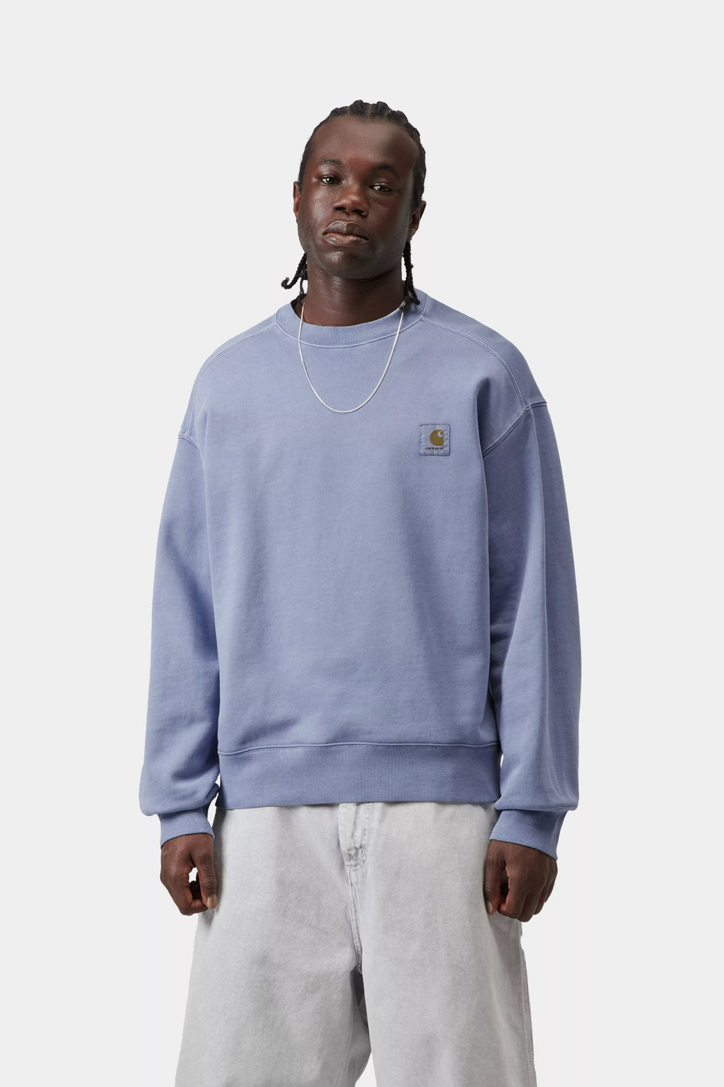 CARHARTT WIP Nelson Sweatshirt - Gentle Blue, Garment dyed
