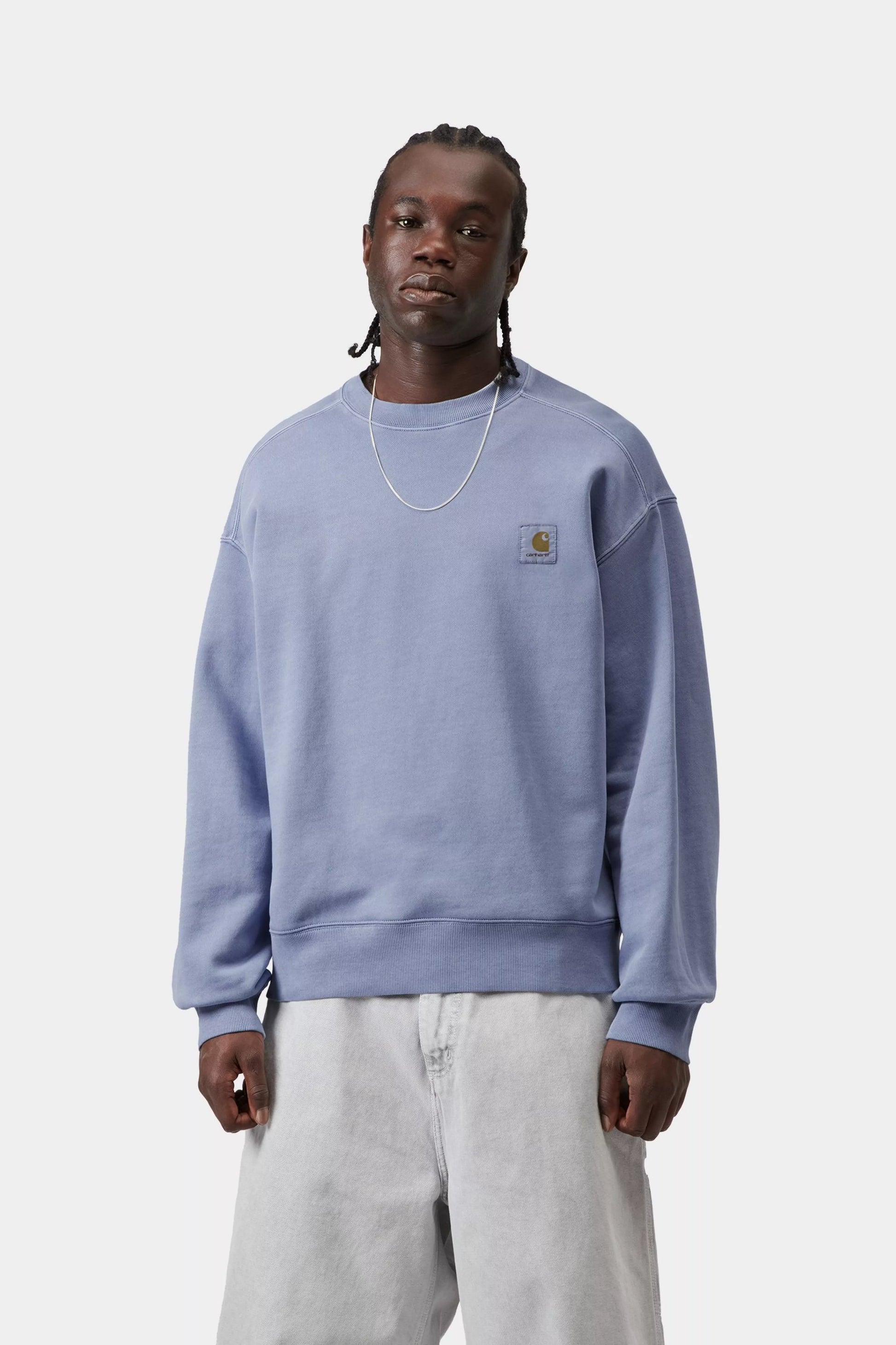 CARHARTT WIP Nelson Sweatshirt - Gentle Blue, Garment dyed