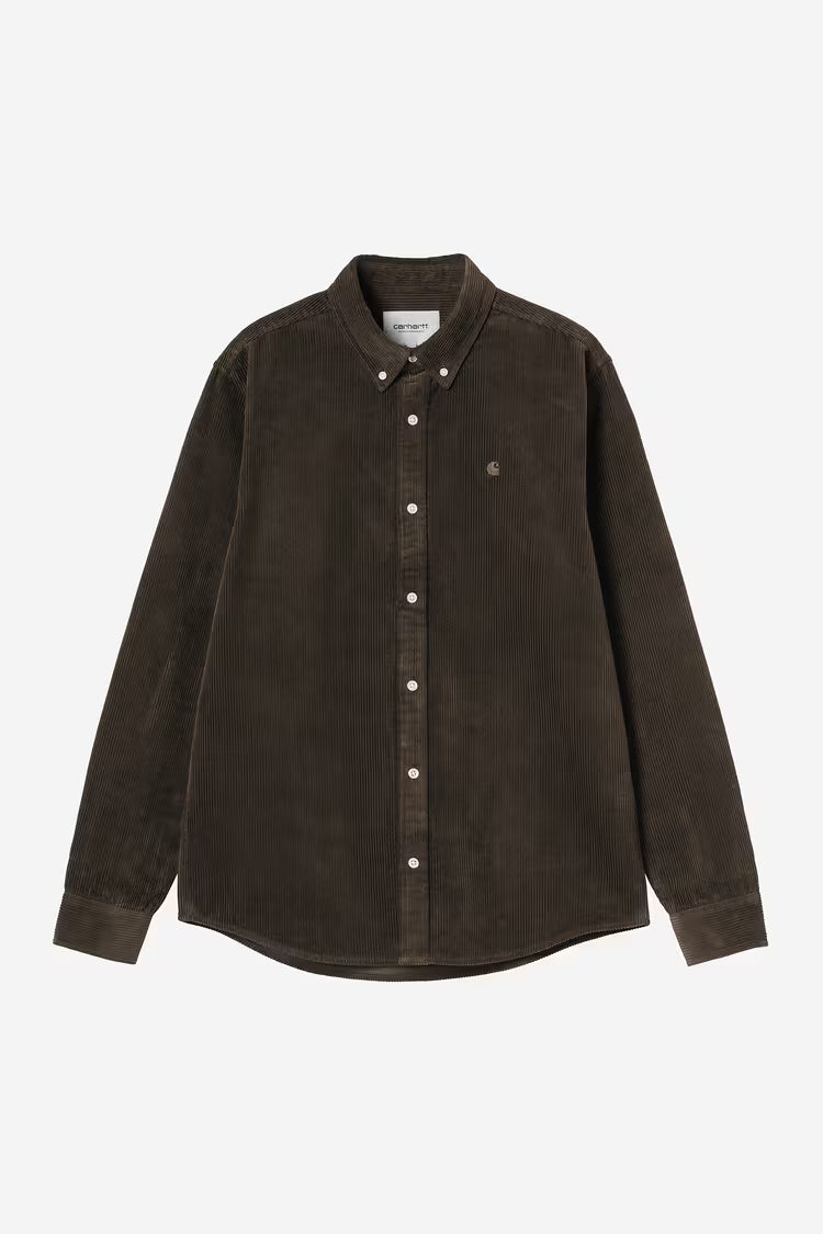 CARHARTT WIP L/S MADISON CORD SHIRT - Tobacco