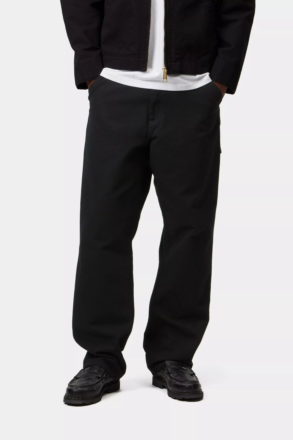 CARHARTT WIP Single Knee Pant - Dearborn Canvas Black, Rinsed